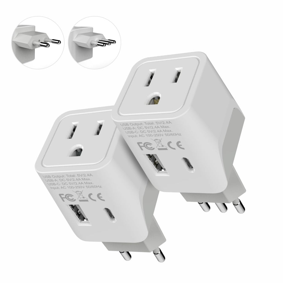 Ceptics Italy Europe travel adapter 2 pack compact and convenient.