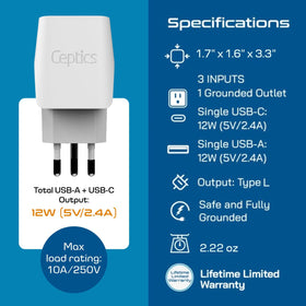 Ceptics compatibility with Italy Uruguay Chile supports powering devices abroad.