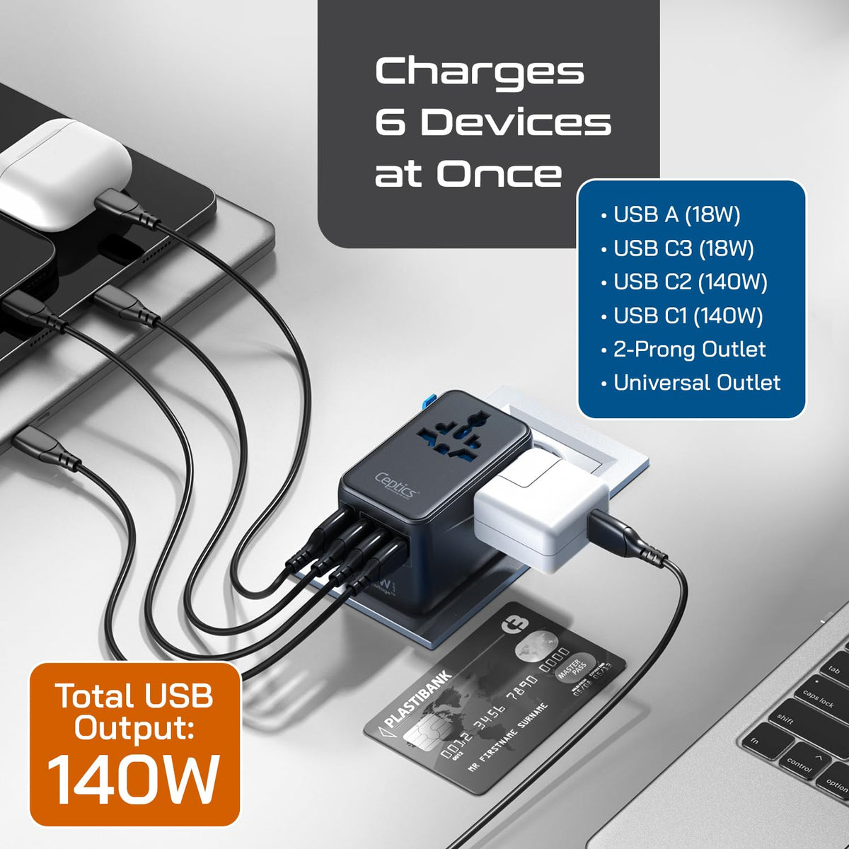 Ceptics powering a laptop with 140W PD showing reliable on-the-go power