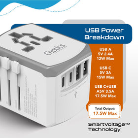 Ceptics lightweight travel adapter shown in a bag for portability