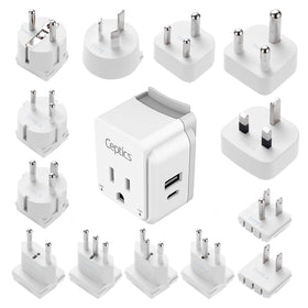 Ceptics adapter plugged into a European socket demonstrating compatibility