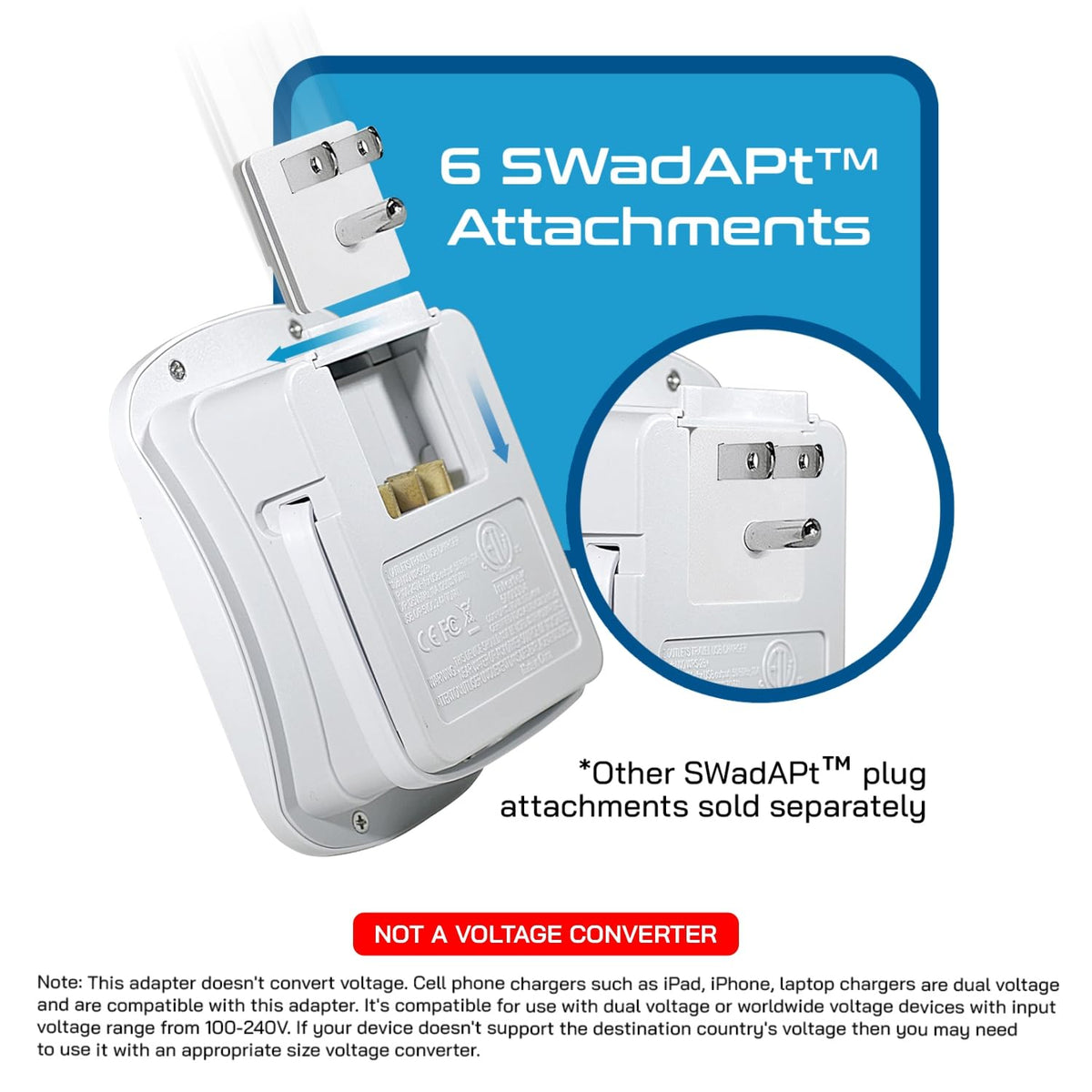 Ceptics six international plug heads laid out for global travel convenience