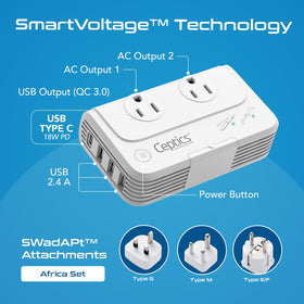 Ceptics close-up of side ports showing multi-device charging benefit