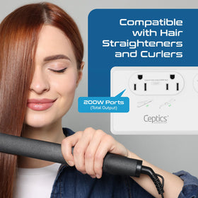 Ceptics converter features silent fan and surge protection for safety.