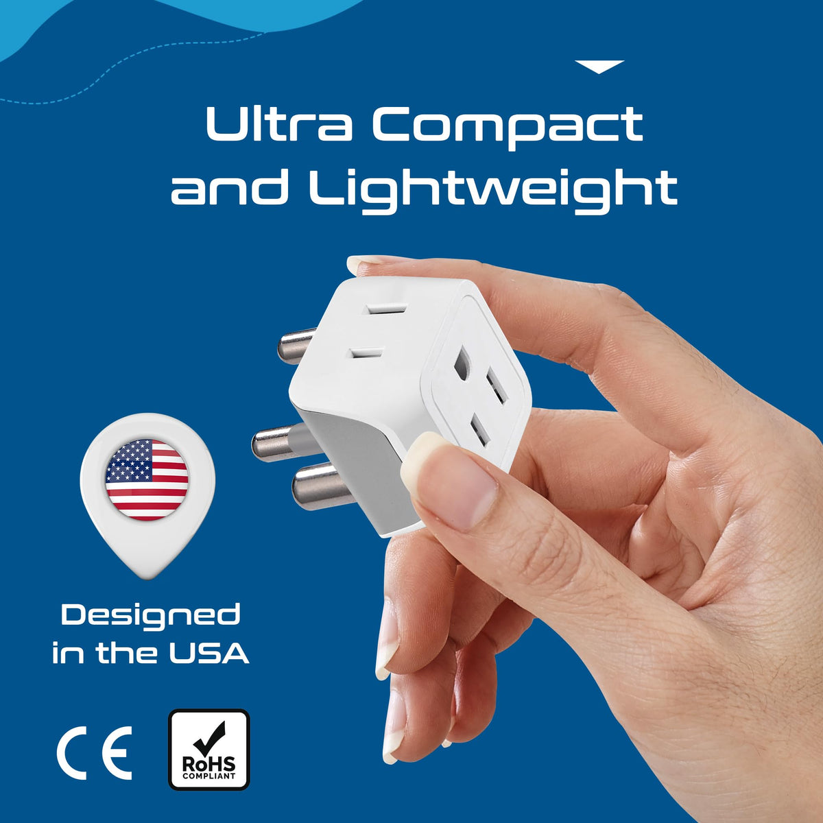 Ceptics adapter next to credit card showing compact size benefit