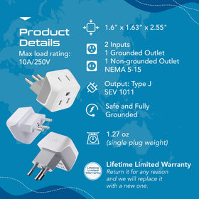 Ceptics CT-11A safe-grounded adapter supports reliable charging for phones.
