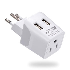 Ceptics CTU-11A Type J travel adapter with dual USB ports for Swiss outlets