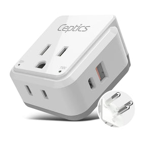 Ceptics Thailand travel adapter 4-in-1 with two USA inputs for multiple devices