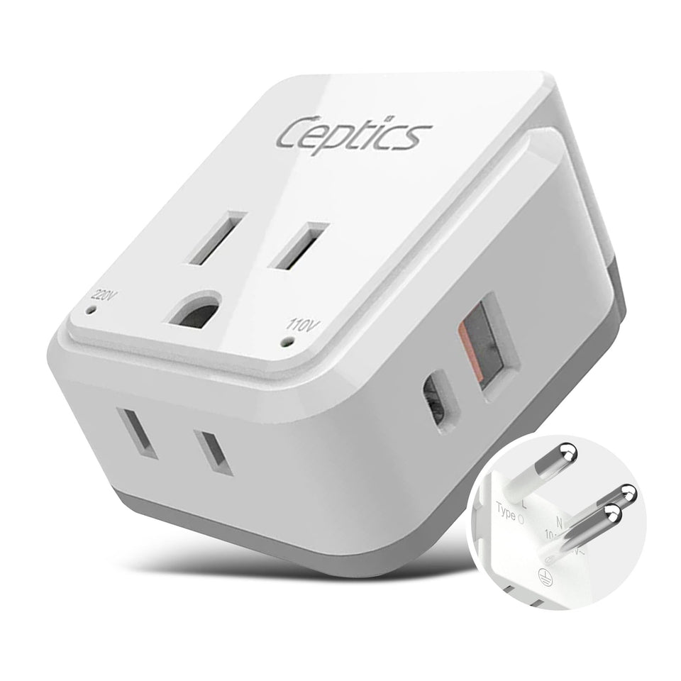 Ceptics Thailand travel adapter 4-in-1 with two USA inputs for multiple devices