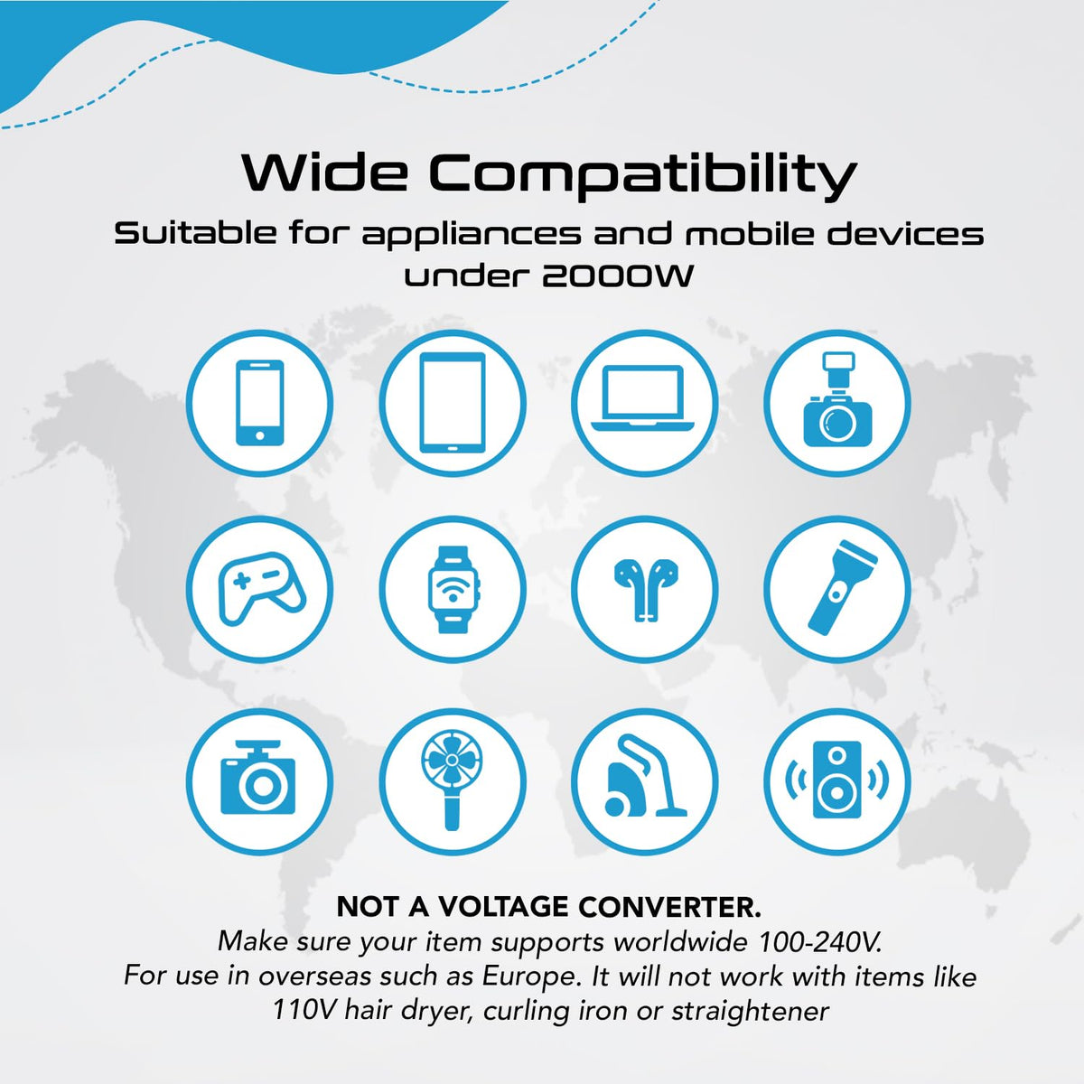 Ceptics travel pouch layout with adapter and cable for organized travel