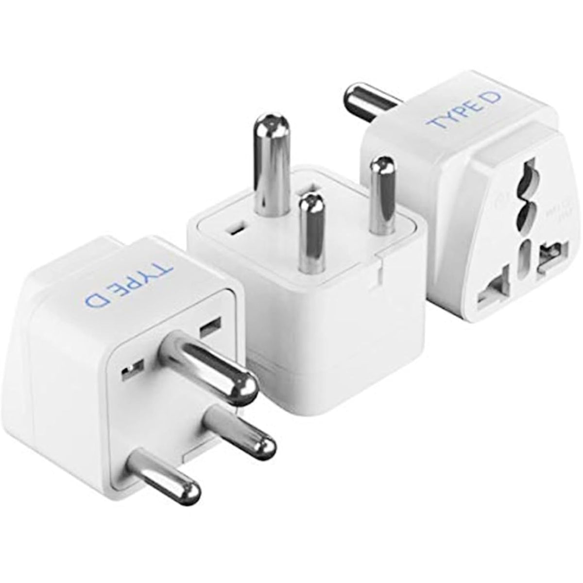 Ceptics front view of Type D adapter showing plug face and stable fit benefit