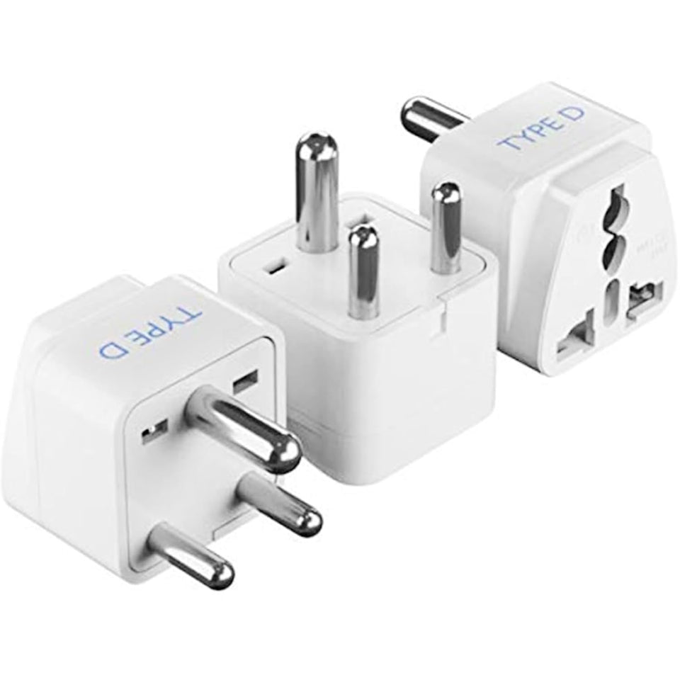 Ceptics front view of Type D adapter showing plug face and stable fit benefit