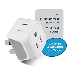 Ceptics Type I travel adapter for Australia, China, NZ, ideal for multi-country trips.