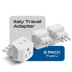 Ceptics Type L Italy adapter compact design, ideal for lightweight trips.