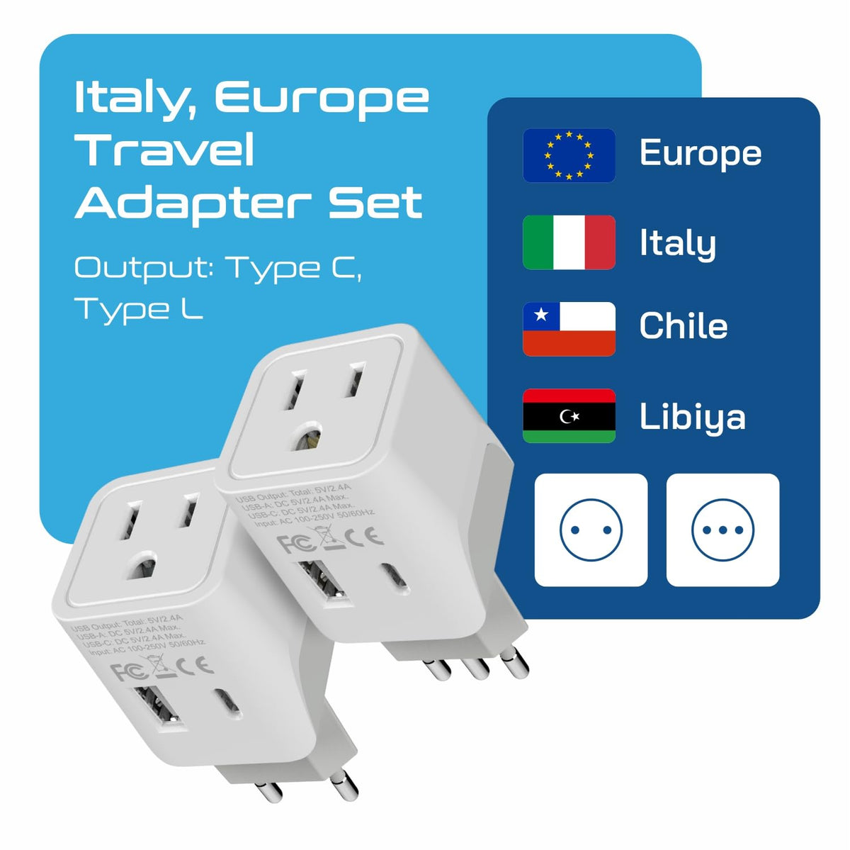 Ceptics travel plug with Type L and Type C ports for reliable connections.