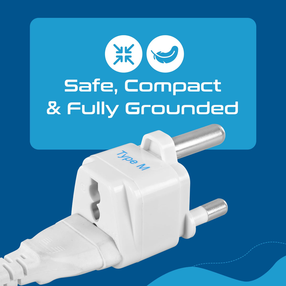 Ceptics plugged into South Africa outlet displaying correct Type M fit and stability