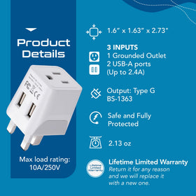 Ceptics USB-A charging ports on the UK adapter