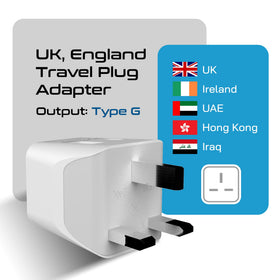 Ceptics Type G grounded plug for UK travel and secure connection