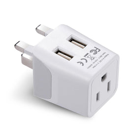 Ceptics UK Type G adapter with dual USB-A ports for fast charging on the go