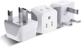Ceptics UK travel plug adapter 2in1 front view shows compact dual-input design for travel electronics.