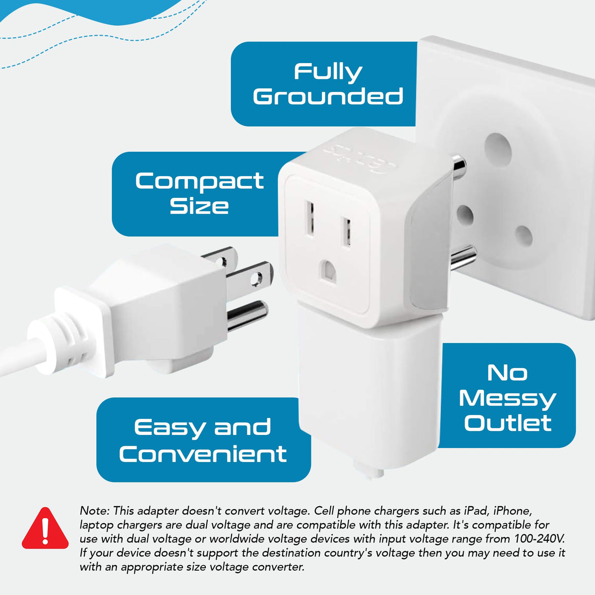 Ceptics ultra-compact travel adapter shows minimal bulk and portability.