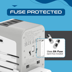 Ceptics UP-30KU-WH USB ports enable fast charging across devices.