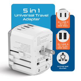 Ceptics world compatibility with Type A C G I outlets for versatile charging