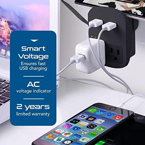 Ceptics adapter in use with two US outlets powering devices