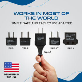 Ceptics travel plug set with pouch is ready for on-the-go charging.