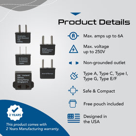 Ceptics travel plug set in-use shows compact, travel-ready design.
