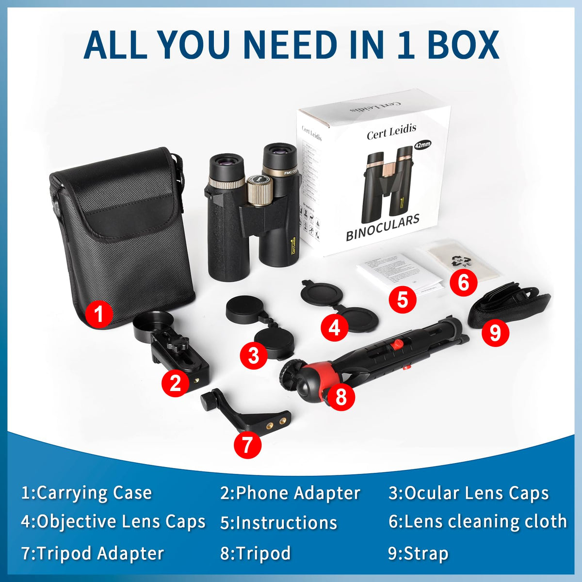 Cert Leidis binoculars in hand showing compact size for comfortable carrying