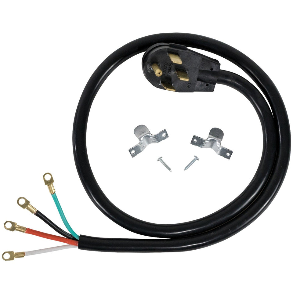 Certified Appliance Accessories 40-amp 4-prong range cord front view shows sturdy connections.