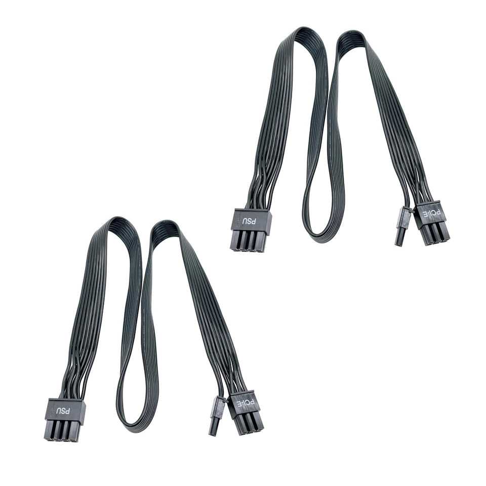 Certusfun PCIe cable front view showing connector ends and tidy black sleeve for neat builds