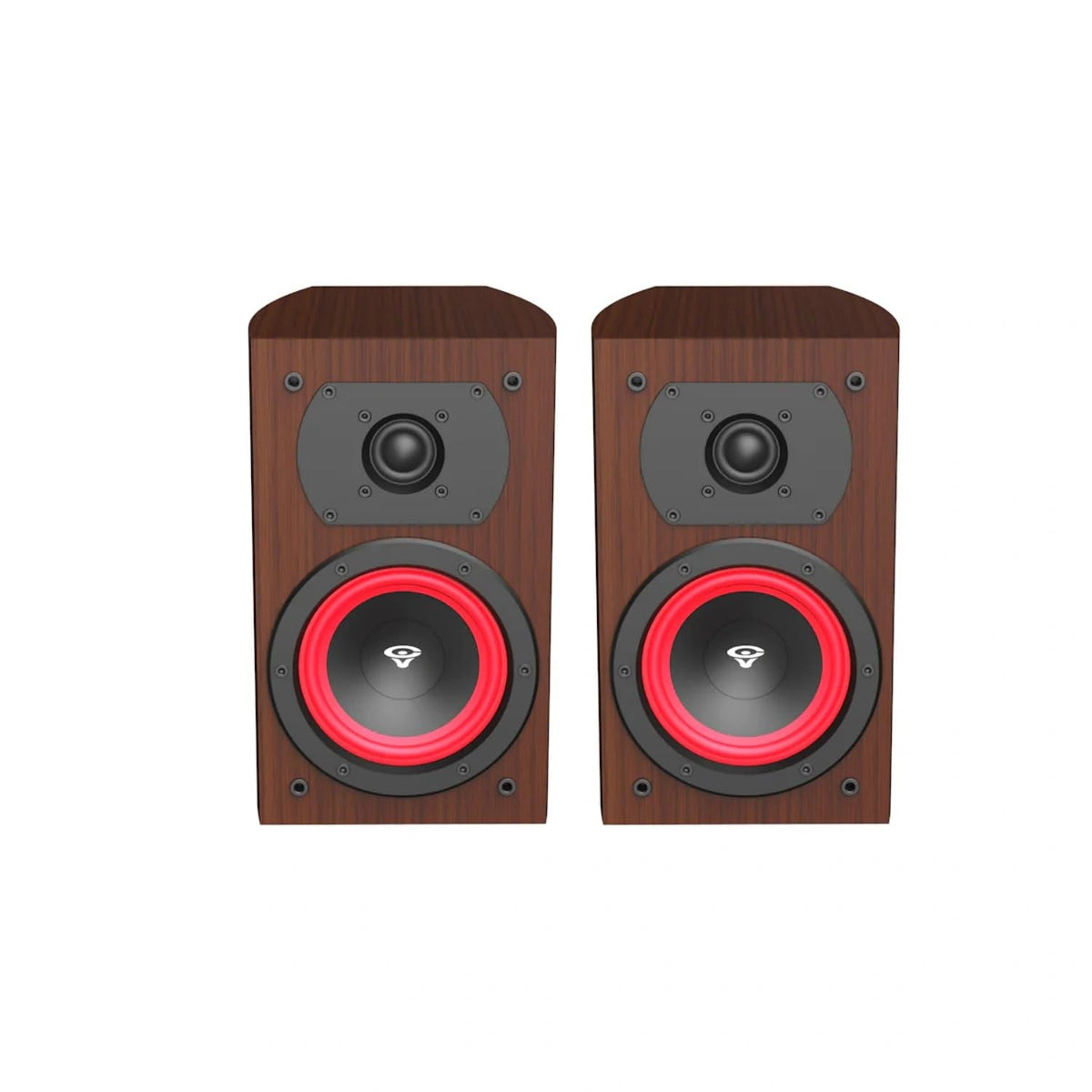 CERWIN-VEGA LA14 front view in espresso, compact bookshelf speakers for small spaces.