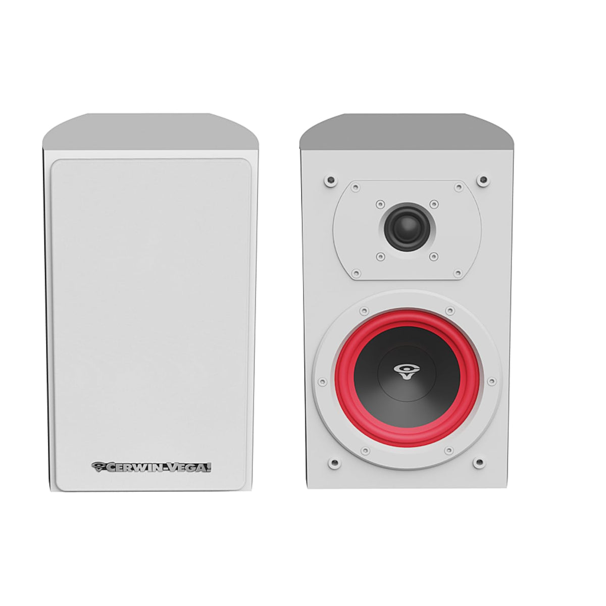 Cerwin-Vega LA14 front view in white for compact desktop listening.