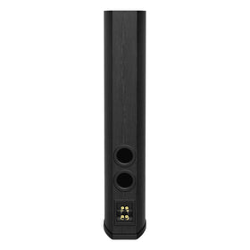 Black enclosure of CERWIN-VEGA! LA365B tower for versatile living room setup