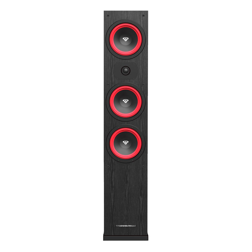 CERWIN-VEGA! LA365B tower front view highlighting bold design and powerful 3-way sound