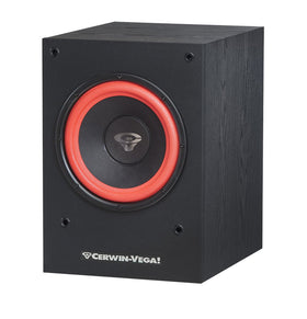 Cerwin Vega Mobile SL-10S front view highlights compact power for room-filling bass.