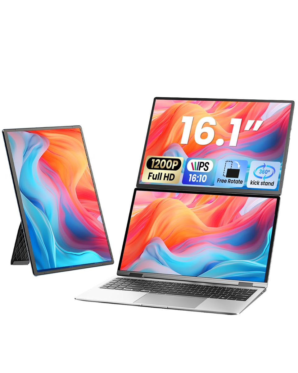 Cevaton 16.1-inch portable monitor front view showcasing vivid 1200P FHD display