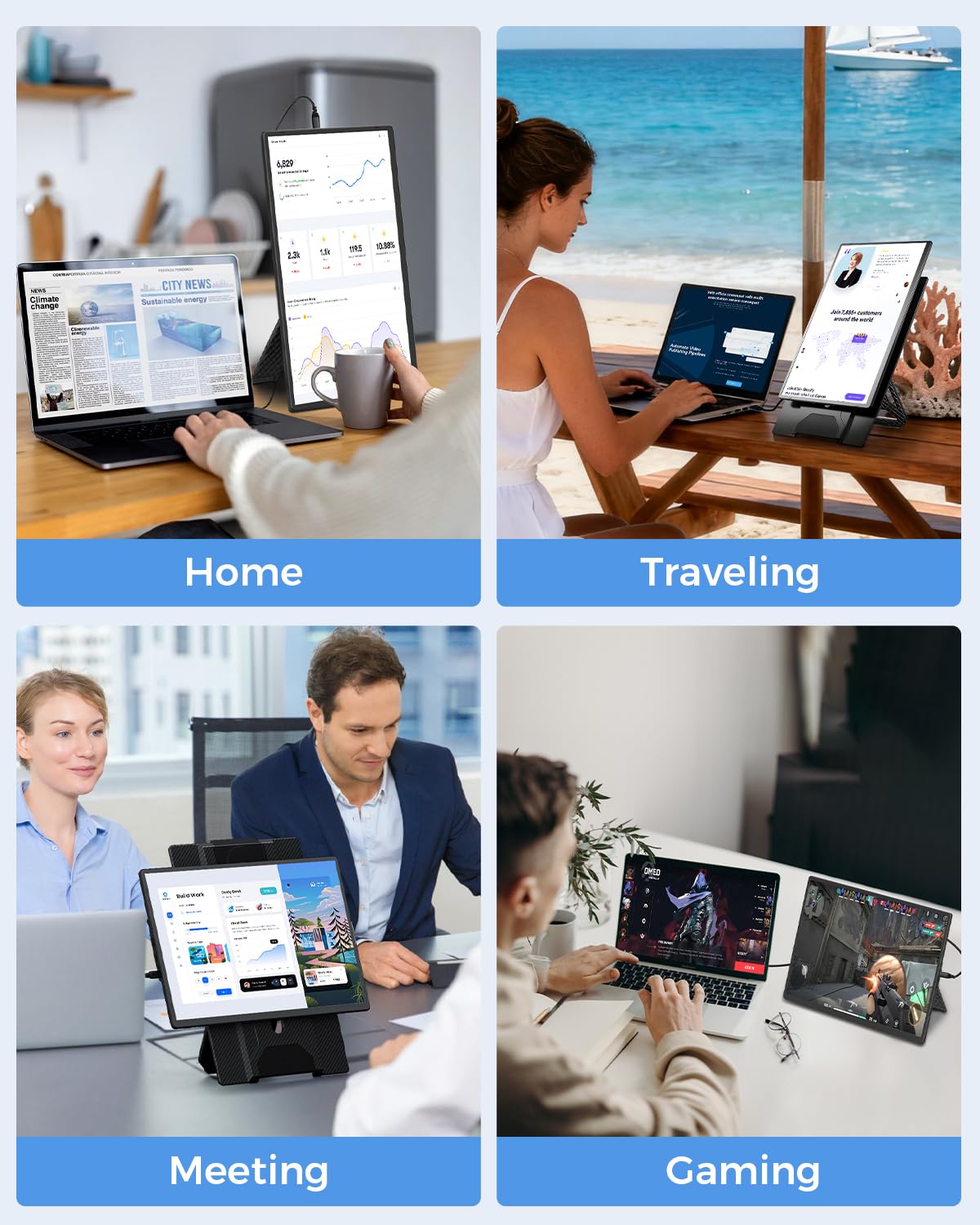 Cevaton ultra-lightweight monitor with travel sleeve for on-the-go use