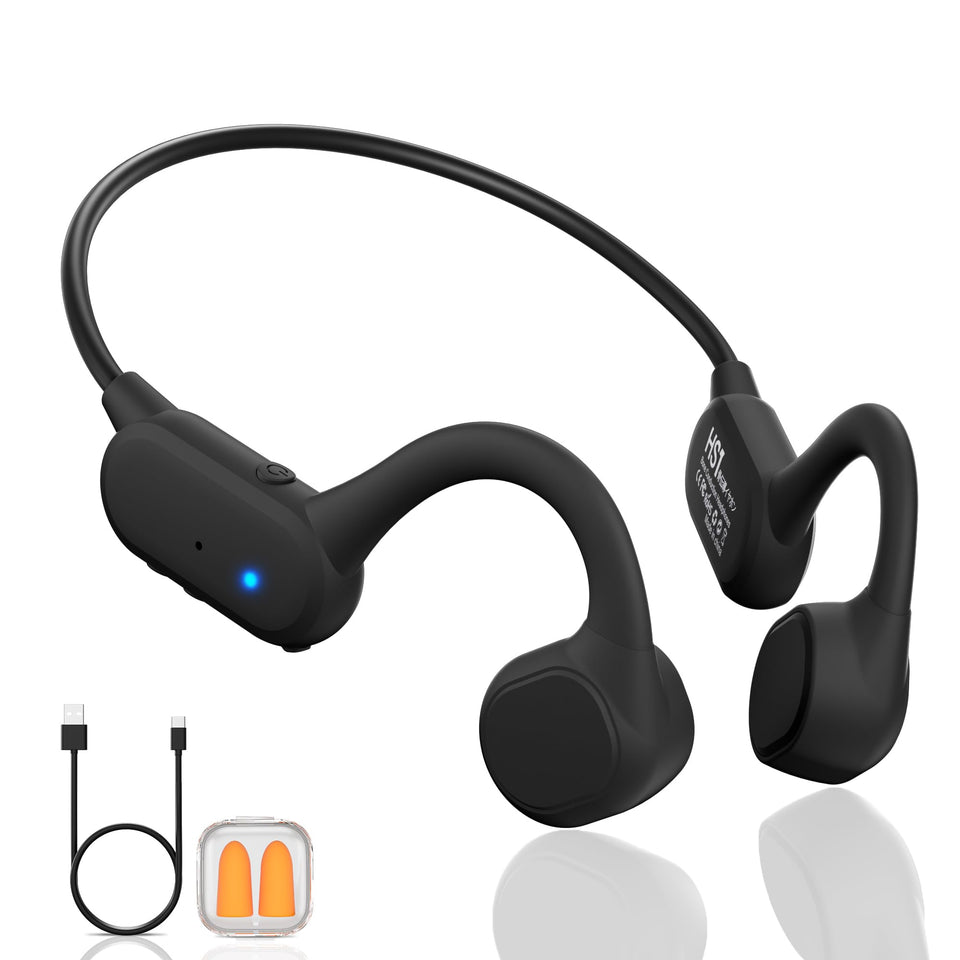 Cevinily front view open-ear headphones showing secure fit and comfortable design