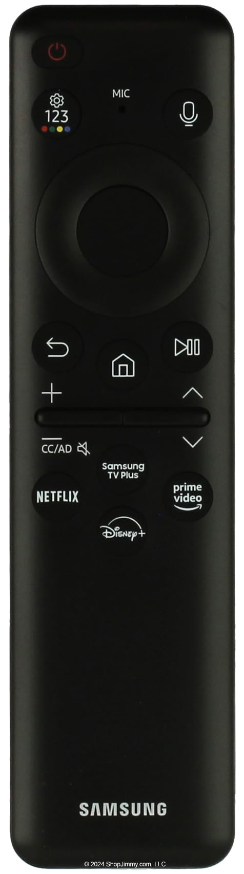CEYBO remote front view showing layout and streaming buttons, fast navigation