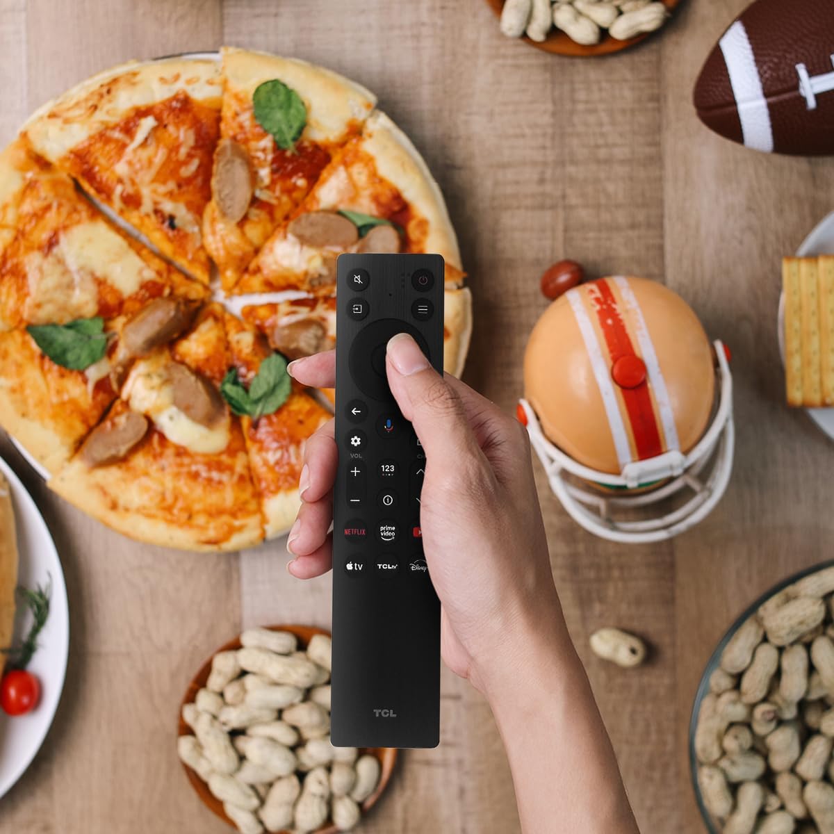 Ceybo RC923A remote buttons closeup highlighting quick-access streaming shortcuts