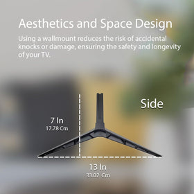 Sleek black finish on Ceybo TV stand legs to match most bezels.
