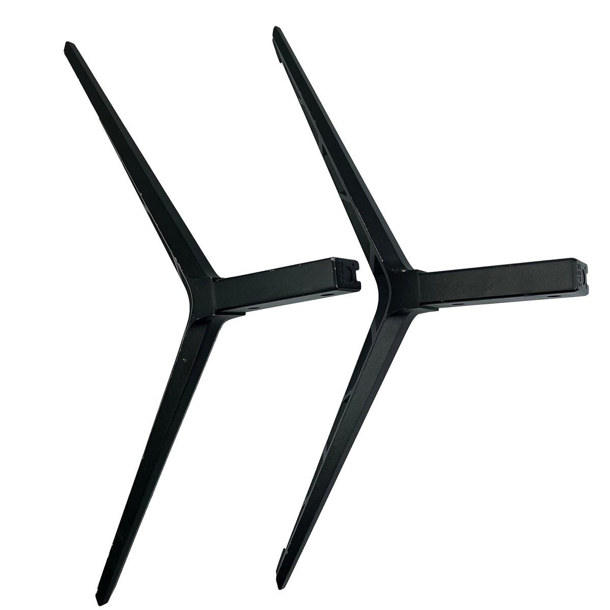 Ceybo TV stand legs installation on flat surface for stable 70–75 inch Vizio displays.