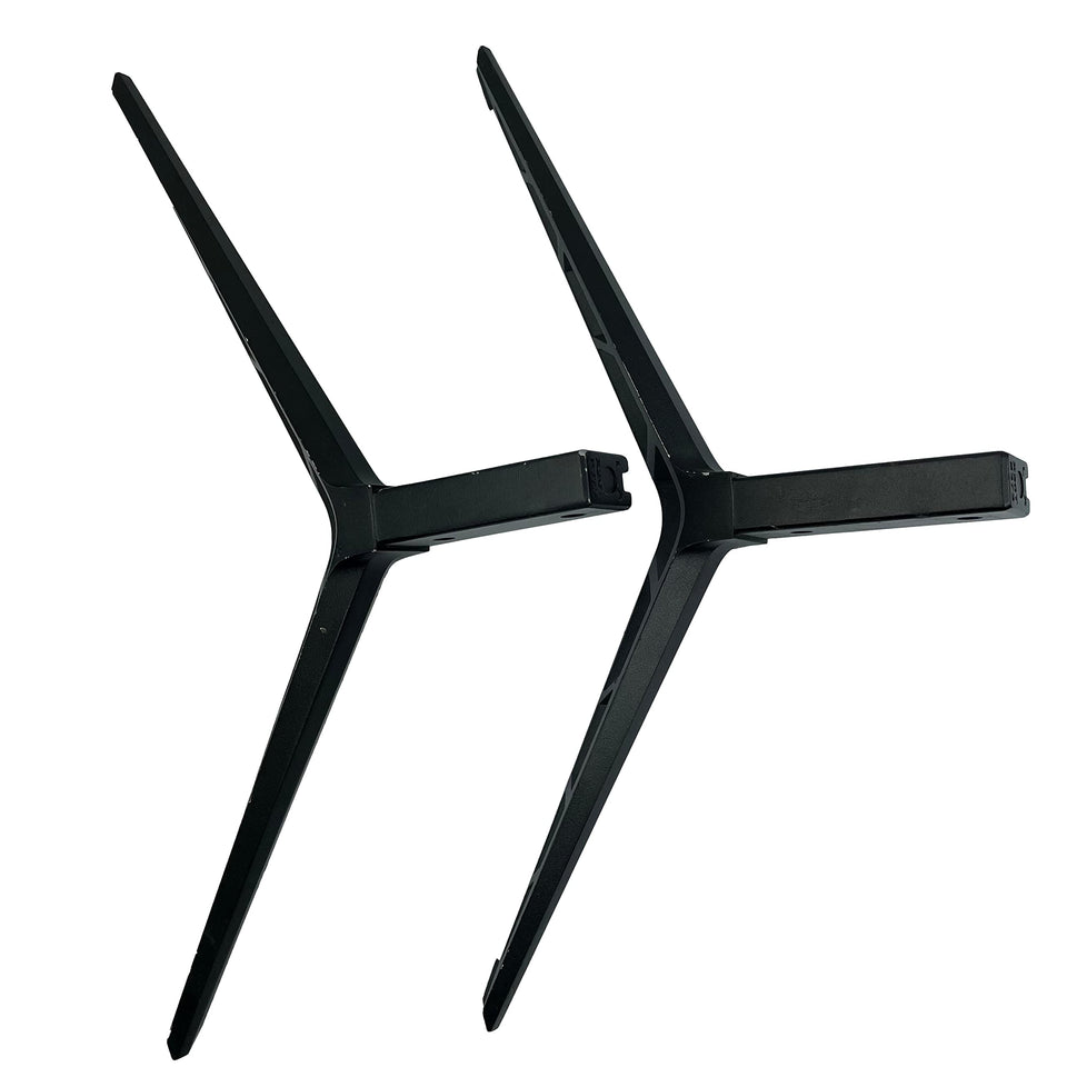 Ceybo TV stand legs installation on flat surface for stable 70–75 inch Vizio displays.
