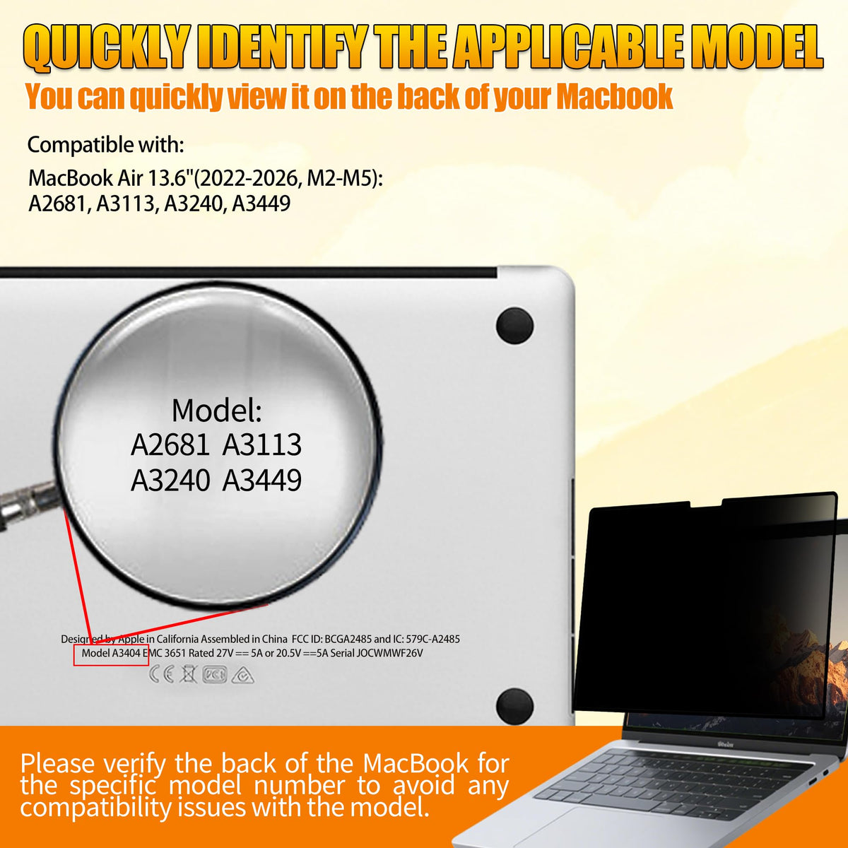 Ceydebne compatibility with 13.6-inch MacBook Air 2022-2026
