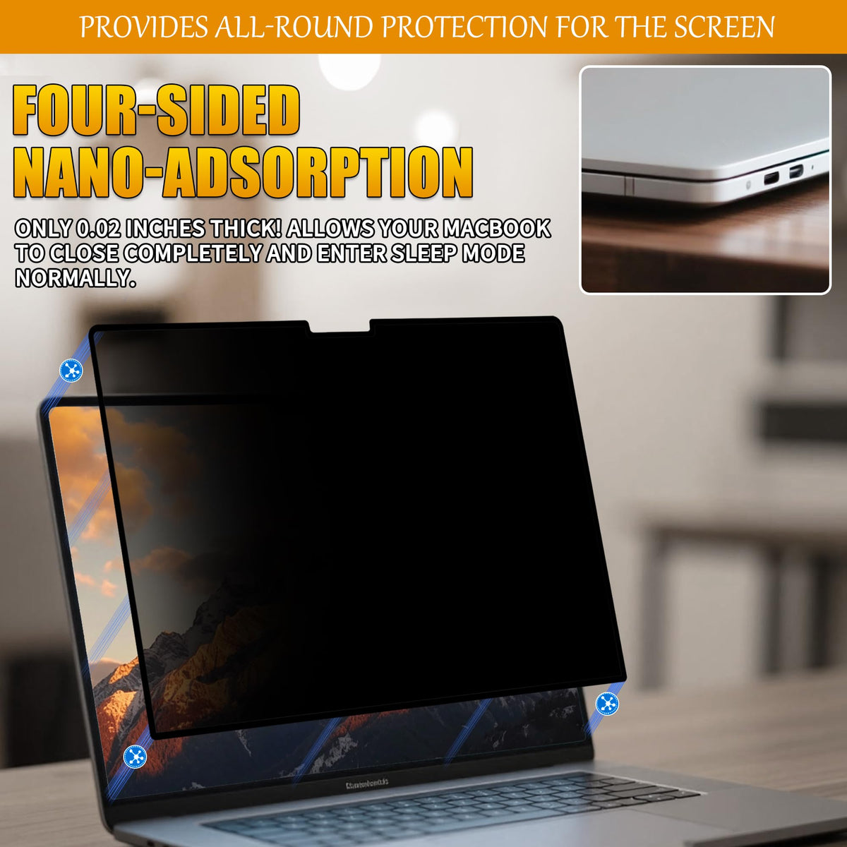 Ceydebne ultra-thin design privacy screen enables full laptop closure without bulk.