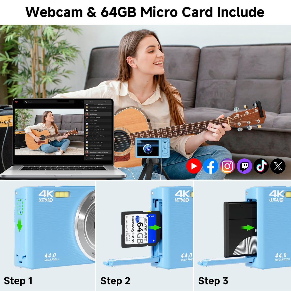 CEYE travel kit includes 64GB card and two batteries for long days on the go.