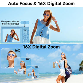 CEYE digital camera zoom controls provide 16x digital zoom for distant subjects with detail.